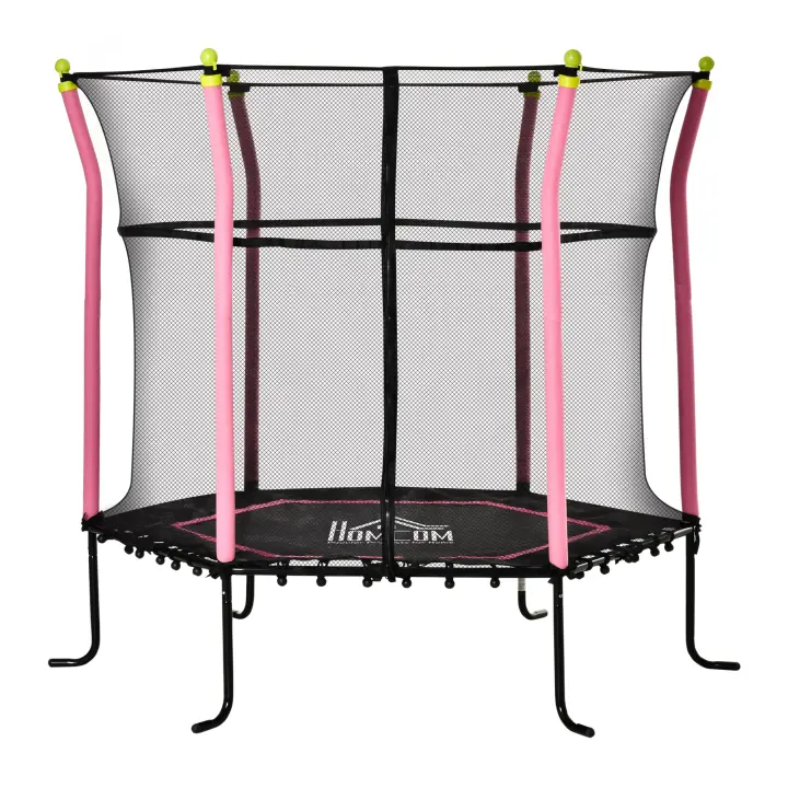 HOMCOM Cama Elástica Infantil de Jardín Trampolín para Niños de +3 Años con Superficie de Salto Ø120 cm Red de Seguridad Acero para Interior Exterior - 1