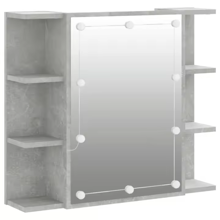 Mueble con Espejo y Luces LED gris Hormigón 70x16,5x60 cm - 1