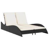 vidaXL Tumbona con cojines ratán sintético 114x205x73 cm Negro, Marrón, Gris Sillas de Exterior Ideal para jardín, playa, piscina, terraza Tumbona Piscina Tumbonas Playa Tumbonas Jardín Exterior - details 2