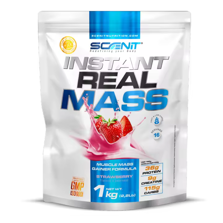 Instant Real Mass - Ganador de peso y masa muscular, mass gainer para aumentar de peso - Ganador de músculo - Ganador de masa muscular - Gainer con creatina carbohidratos proteína - 1