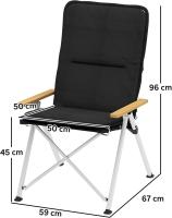 2 Sillas de Camping Plegables de Aluminio Sillas de Jardín Portátiles con Respaldo Alto Ajustable Reposabrazos de Madera y Bolsa de Transporte para Exterior 59x67x96 cm Negro - details 2
