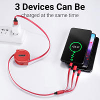 Cable De Datos Para Móvil NNBILI 2024 Nuevo Retráctil Carga Rápida Para Android Tipo-C Apple Xiaomi Samsung Tejido Tres En Uno - details 2