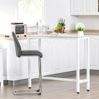 HOMCOM Mesa de Bar Mesa Alta con Encimera de Melamina Efecto Marmoleado y Patas de Acero Estilo Moderno para Cocina Cafetería Comedor 120x40x100 cm Blanco - details 1