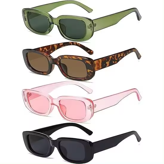 4 gafas de sol retro vintage, pequeñas, cuadradas y rectangulares, de los años 90, modernas, estilo Y2K, para mujer, accesorios estéticos. - 1
