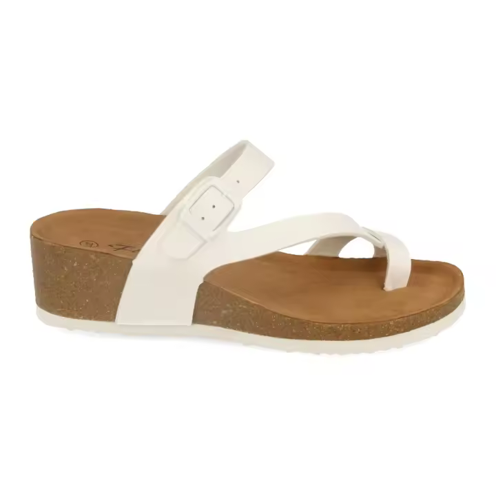 PuntoSalao Sandalias de cuña bio tipo esclava mujer color blanco M-28 - 1