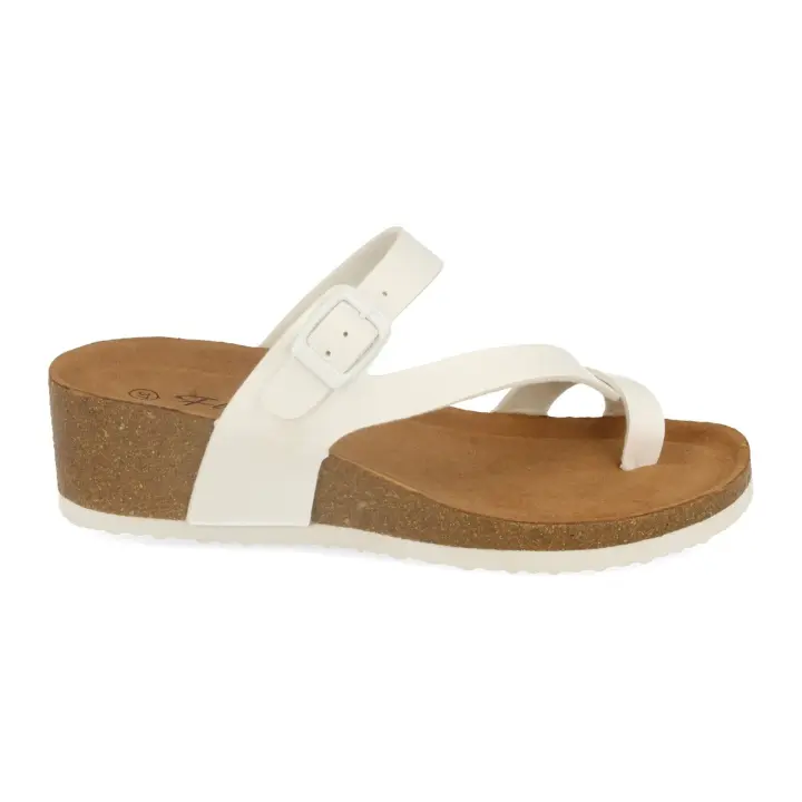 PuntoSalao Sandalias de cuña bio tipo esclava mujer color blanco M-28 - 1