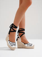 Alpargatas de cuña alta con bordado floral y de hojas - Verano para Mujer - Estilo Bohemio - details 2