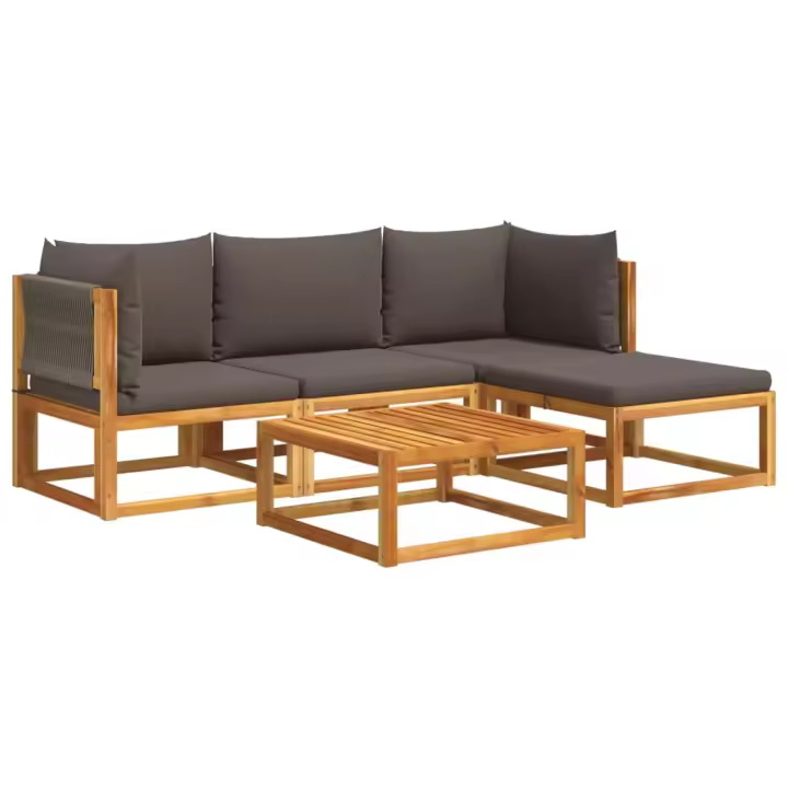 vidaXL Set de sofás de jardín con cojines 5 pzas madera maciza acacia - 1