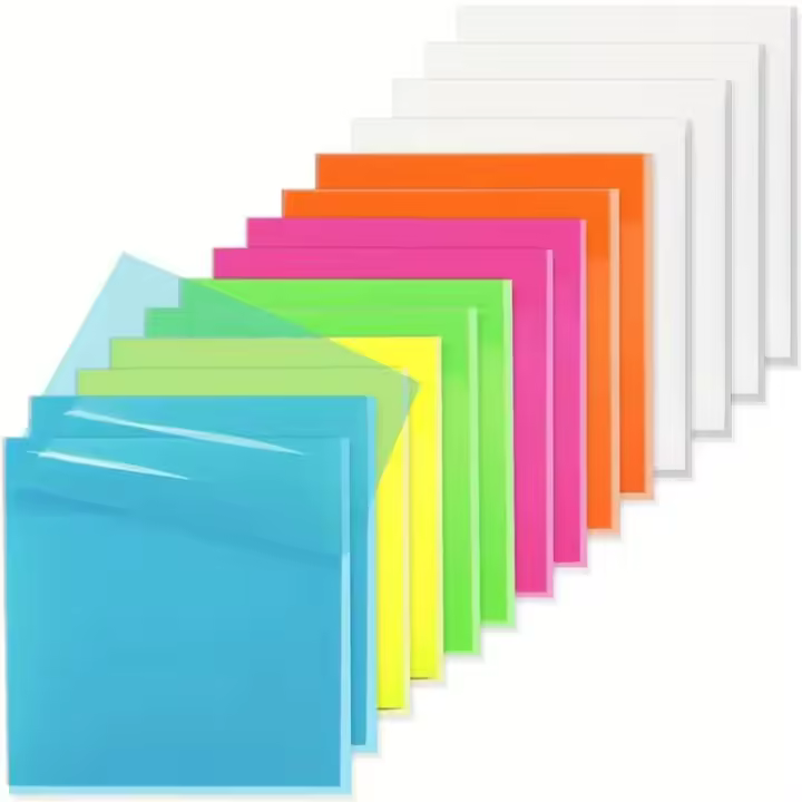 Pads De Notas Adhesivas Transparentes Para Mascotas Multicolor Impermeables 50 Hojas Autoadhesivas Para Escuela Oficina Familia - 1