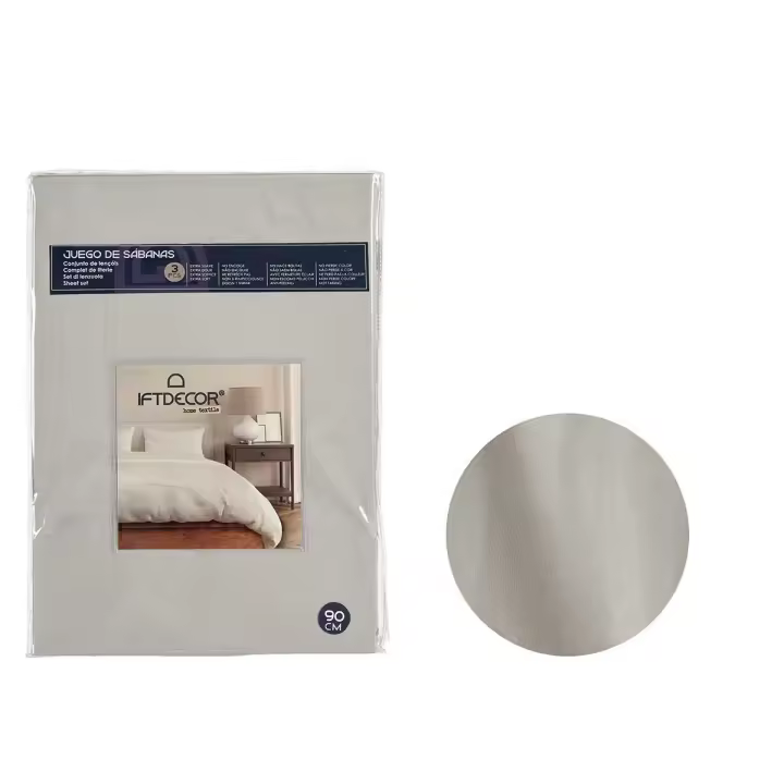 Juego de Sábanas Gris Cama de 90 3 Piezas - 1