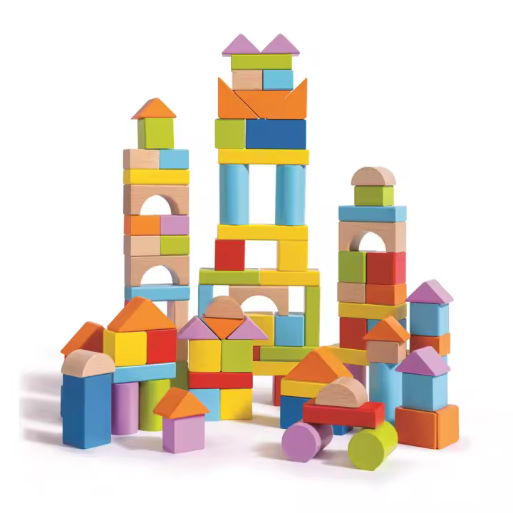 Puzzle de madera 101 bloques 27,x22x13cm (Hape E8247) - 1