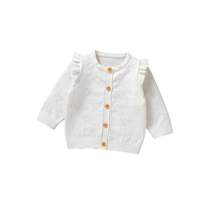 Dot sweater with buttons and translucent round neck for girls, floating sleeves, modern and versatile.