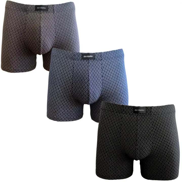 Don Algodon Pack 3 Boxers Hombre Suaves y Transpirables | Negro, Marino, Gris Oscuro - 1