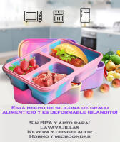 YverLand -  Fiambrera infantil plegable para niños y niñas. Lonchera para colegio y guardería. Lunch box para almuerzo o merienda. Tupperware escolar o para comida de trabajo - details 4