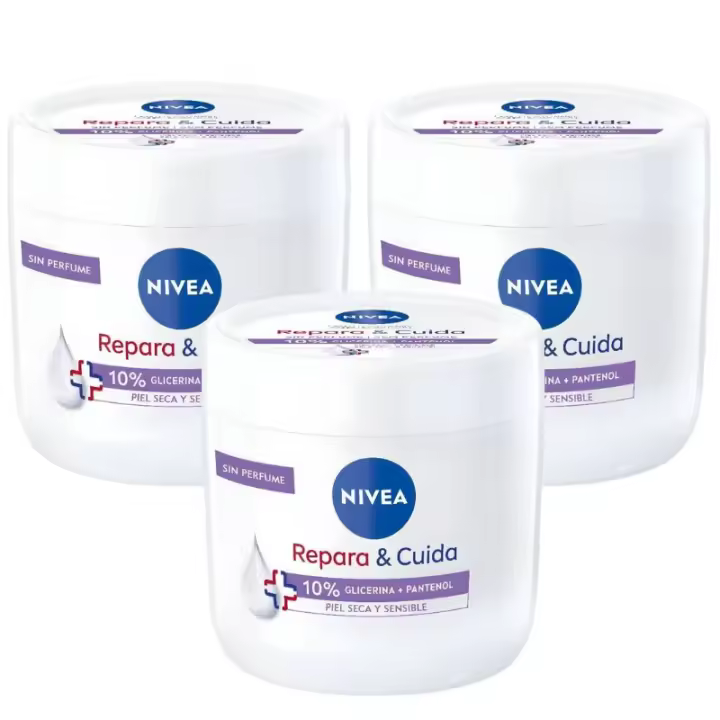 NIVEA Repara & Cuida Body Lotion con Glicerina y Panthenol – Hidratación Profunda 72h | Pack de 3 Cremas Corporales de 400 ml - 1