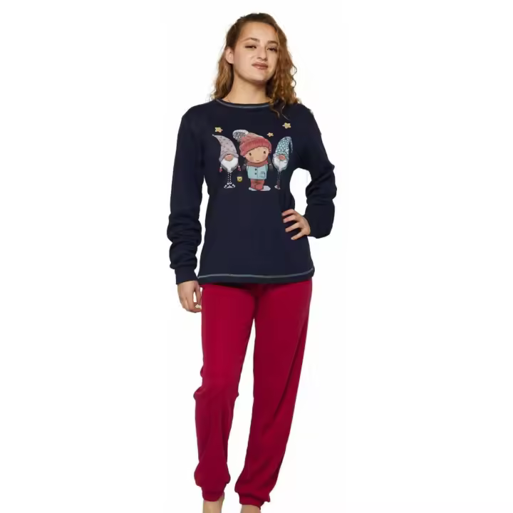 Pijama Algodón 100% Mujer “Nights with Gnomes” 🎄⭐  Diversión y Confort para tus Noches de Otoño e Invierno 🌙❄️ - 1