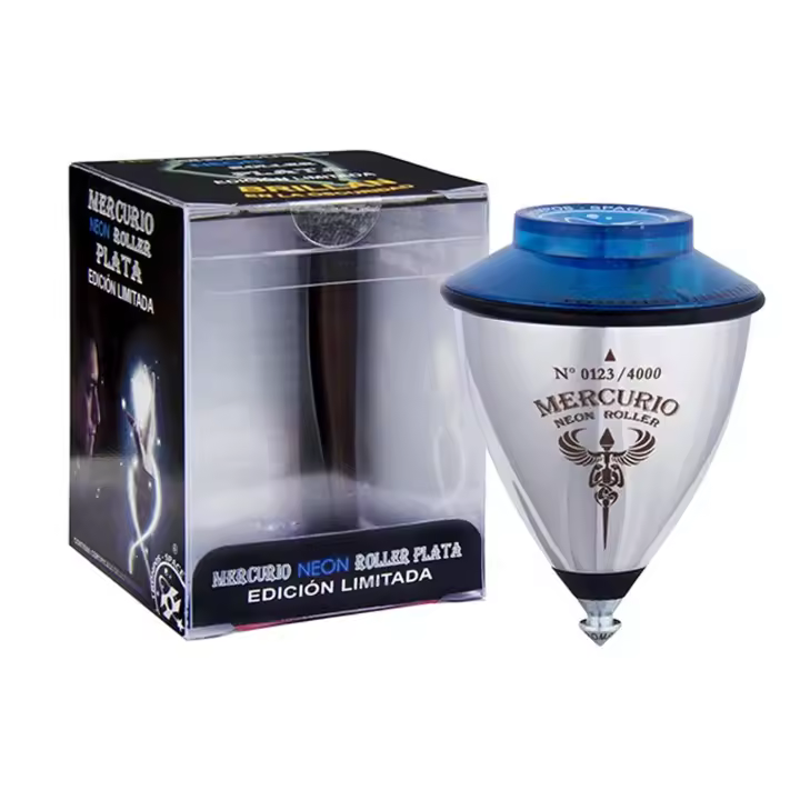 TROMPOS SPACE Peonza MERCURIO NEON Roller Plata Edición Limitada Brilla En la Oscuridad, Punta de Doble Rodamiento, Juguete para Niños, Regalo Cumpleaños, Comunión - 1