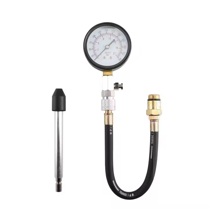 Juego De Prueba De Compresión De Motor De Gasolina 0-300Psi 21kg/cm 21bar 2100kpa Con Gástrula De Lectura Fácil Y Adaptadores De 14mm/18mm Y Estem De 6" - 1