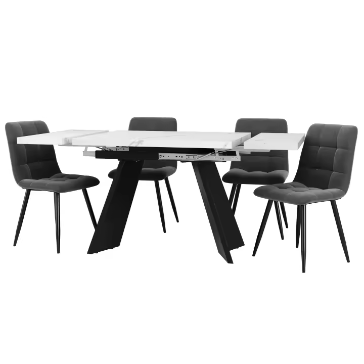 160 × 80 × 75cm 4 Sillas de Coque, Las Sillas De Tercielo Gris, Mesa de Coque Blanca Mesa Plana - 1