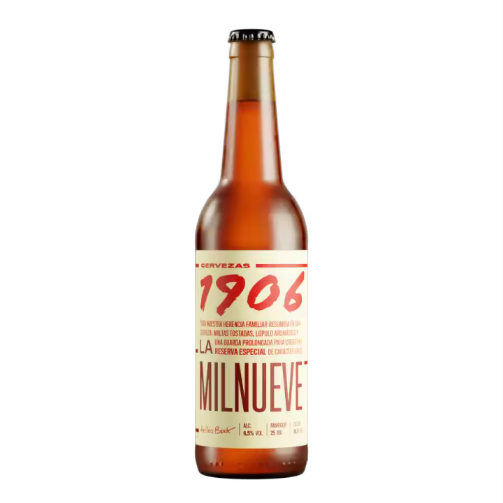 1906 Reserva Especial - Cerveza Lager Extra, Pack de 12 Botellas x 50 cl, Sabor Amargo y Aroma Tostado, Galardonada Internacionalmente, 6,5% Volumen de Alcohol - 1