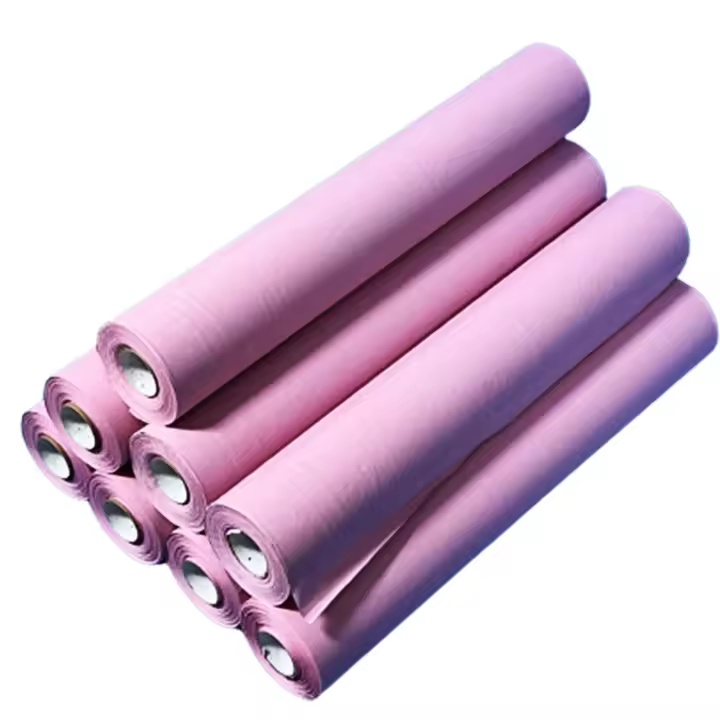Rollo papel para camilla crepado liso sin precorte 6 rollos de 1,5Kg  Color rosa  Papel camilla masaje y estética ALMERICORP - 1