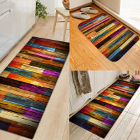 Carpetas Antideslizantes Coloridas Para Baño Y Cocina Alfombra De Piso Absorbente De Agua Con Patrón De Madera Para Pasillo Y Puerta - details 3