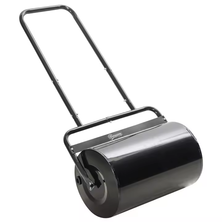 Outsunny Rodillo para Césped Ancho 58cm Ø32cm Rodillo de Césped de 38L Relleno de Arena o Agua con Mango en U para Jardín Granja Negro - 1