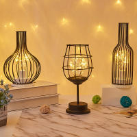 Lámpara De Mesa LED Decorativa Para Interior Diseño De Caja De Hierro Con Luces Nocturnas Batería Incluida Para Dormitorio Y Sala De Estar - details 3