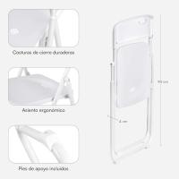 Silla Plegable con Estructura de Acero y PVC, Asiento Plegable Que Ahorra Espacio con Pies y Asa, para Viaje, Cocina, Salón, Dormitorio, 74x43x49 cm, 6 Unidades, Blanco - details 1