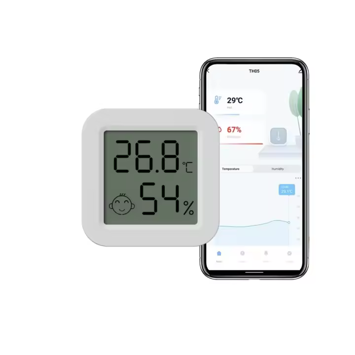 Sensor De Temperatura Y Humedad Bluetooth Tuya Mini Con Pantalla LCD Higrómetro Inteligente Control Remoto Por App Para El Hogar - 1
