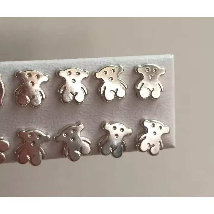 pendientes niña diseño oso fabricados en plata de primera ley-40ycuatrojoyeria - 1