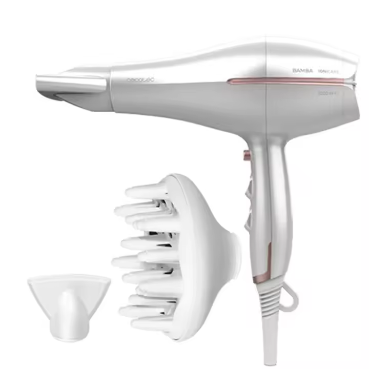 Secador de cabello Bamba IoniCare 5300 Maxi Aura Cecotec motor AC 2200W con accesorios blanco - 1