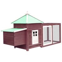 vidaXL Madera Maciza de Abeto Gallinero con Ponedero Conejera Jaula Casa Color Marrón,  Gris,  Rojo y mas - details 2
