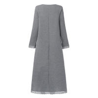 Vestido De Crochet De Encaje Otoño ZANZEA Invierno Para Mujer Sudadera Con Capucha Manga Larga Suéter Pullover De Fleece Sundress De Cuello Redondo Longitud Hombros - details 10
