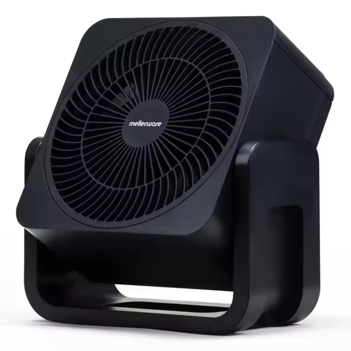Mellerware Ventilador de Sobremesa Air Power 30. 30w de Potencia. Oscilante. 3 Velocidades. 3 aspas metálicas. Caudal de aire fresco. Fácil transporte. Aluminio/Plástico. - 1