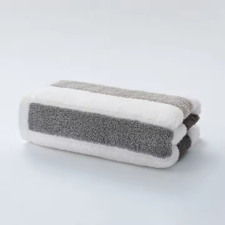 Juego De Toallas De Baño Con Patrón Rayado Toalla De Rostro Suave Absorbente Y Secado Rápido Para El Baño Y El Hogar MOV - 1