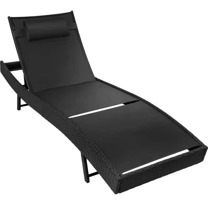 Tectake - Tumbona de ratán Moana | Moderna tumbona con respaldo ajustable en seis posiciones | Superficie de la tumbona de malla transpirable | Fino trenzado de ratán sintético con protección UVA - 1