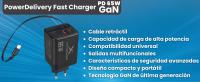 Cargador USB-C Retráctil 65W GAN, Puerto USB-C y USB-A, Carga Rápida PD QC3.0, Adaptador para iPhone, Samsung, Tablet, Notebook - details 0