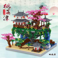 Bloques De Construcción DIY Bibilock 3320PCS Sakura Tree House Edificio De Diamantes Jardín Chino Arquitectura Cascada Regalo Para Adultos - details 1