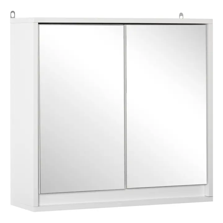 HOMCOM Armario de Baño con Espejo con 2 Puertas y Estante Ajustable Mueble Colgante de Baño para Aseo Estilo Moderno 48x14,5x45 cm - 1