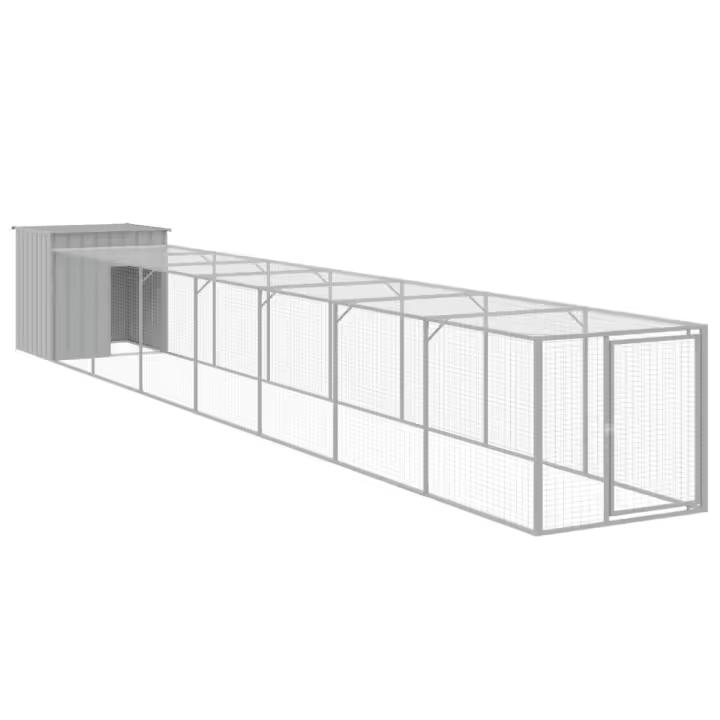 vidaXL Gallinero con Corral Jaula Caseta de Gallinas Acero Galvanizado Color Antracita,  Gris claro, y mas - 1
