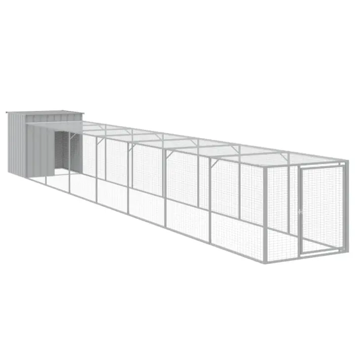 vidaXL Gallinero con Corral Jaula Caseta de Gallinas Acero Galvanizado Color Antracita,  Gris claro, y mas - 1