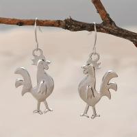 Pendientes Colgantes De Animal Retro En Color Plateado Forma De Pollo Para Mujeres Accesorios Diarios Joyas Para Fiesta De Año Nuevo - details 0