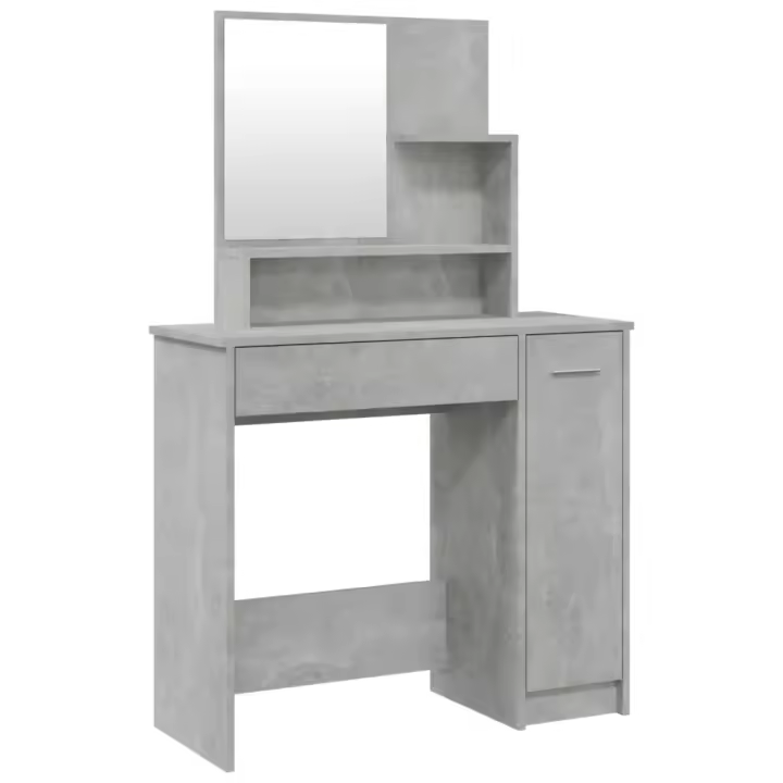 Tocador con espejo color gris hormigón 86,5x35x136 cm - 1