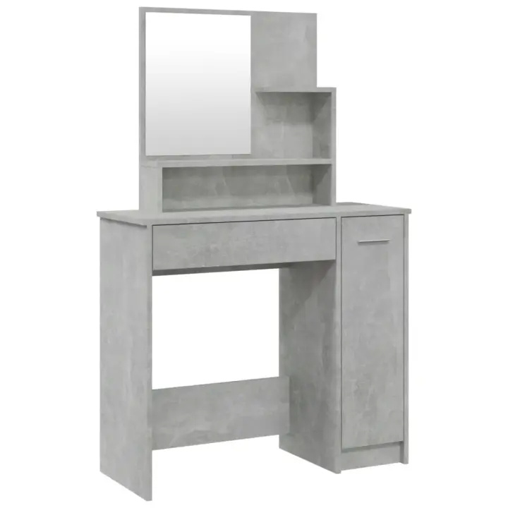 Tocador con espejo color gris hormigón 86,5x35x136 cm - 1