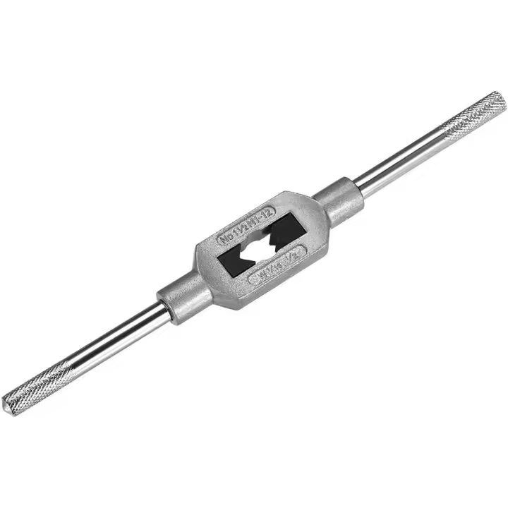 Llave de grifo-Soporte de grifo de mano izquierda Manija de llave de grifo ajustable para M1-M12 métrica W1/16-1/2 Llave de grifo de cabeza avellanada Herramienta de llave de grifo de acero al carbono medio niquelado (1PC) - 1