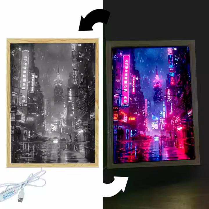 Marco De Fotos Con Iluminación LED De Ciudad Changsha Lámpara Nocturna Para Decoración De Habitación Luz De Mesa De Cama Regalo De Cumpleaños - 1