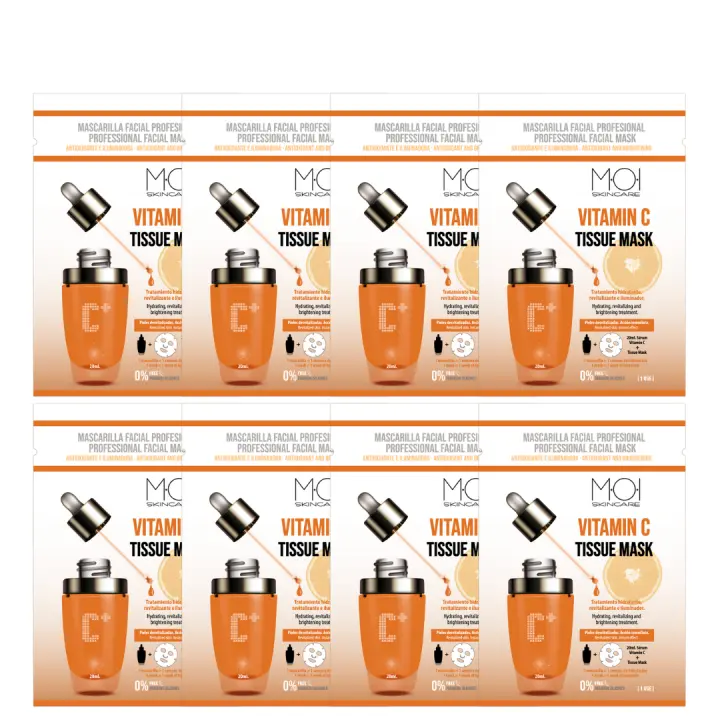 Sesiomworld PACK 8uds Mascarillas Tissue Mask Vitamina C - Acción Antiedad y Hidratación - 1