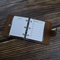 Cuaderno De Memoria Semanal Portátil Para Viajes Con Cubierta De Cuero Genuino Y Botón Nochebre De 120 Hojas Planificador Diario - details 3