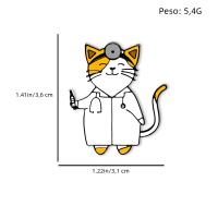 Broche Creativo De Gato Doctor Hanreshe Broche De Enamel Metálico Para Mochila Y Chaqueta Joyería Divertida Para Enfermera Estudiante De Medicina - details 1